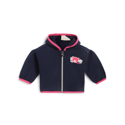 Girls Dark Blue Printed Jacket